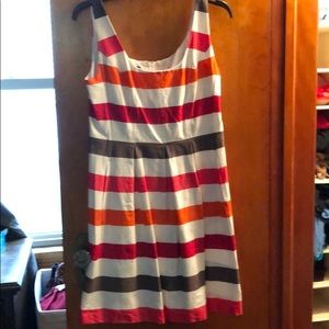 Pink, Orange, Brown, and White striped dress